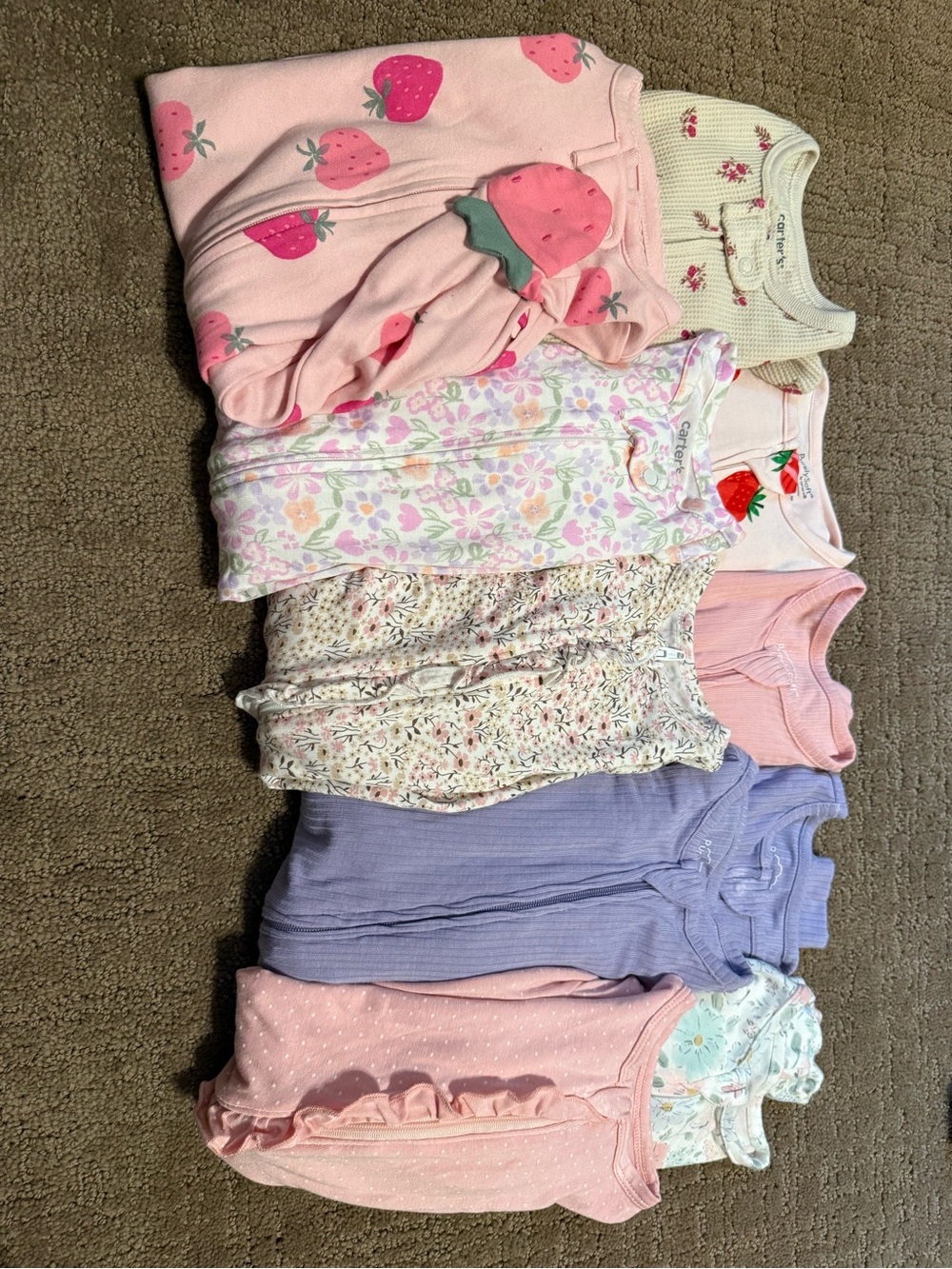 Carter's Pink, Lavender, White and Floral Sleepwear Bundle